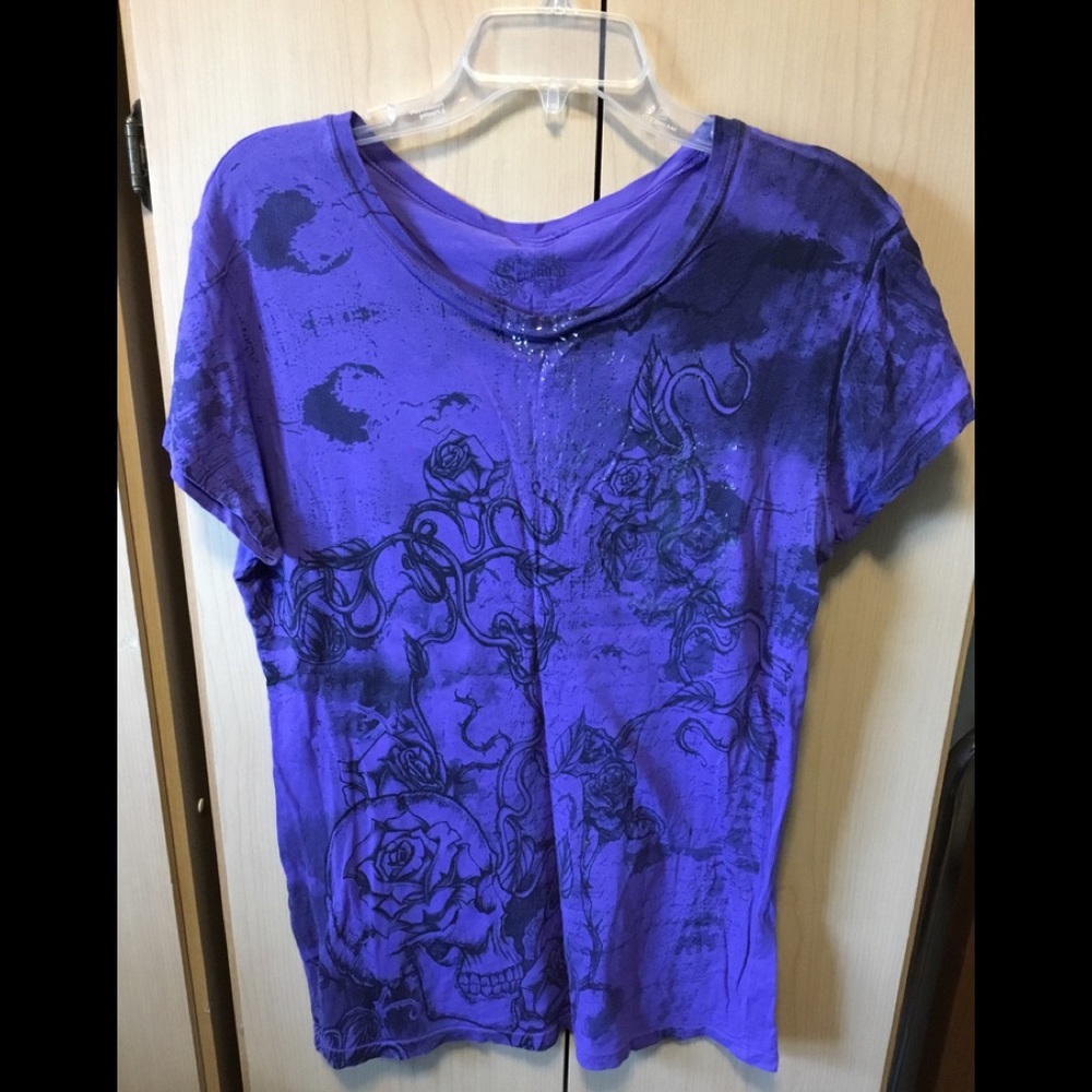 Abstract Print Purple/Black Tee